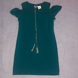JM Collection Green Cold Shoulder Dress